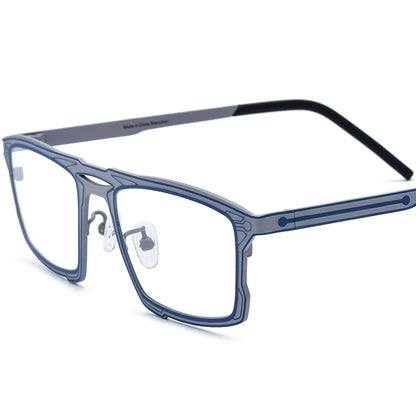 Colourful Titanium Square Optical Glasses Frame Vintage - Blue Grey - MCROONS