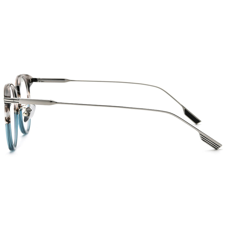 Two-Tone Acetate Titanium Round Glasses Frame - MCROONS - side view
