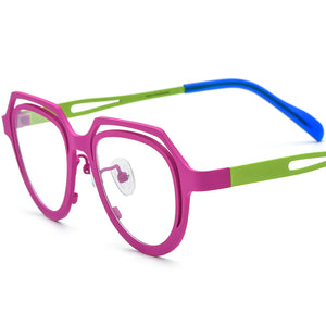 Colourful Titanium Cat Eye Optical Glasses Frame Fashion - Pink - MCROONS