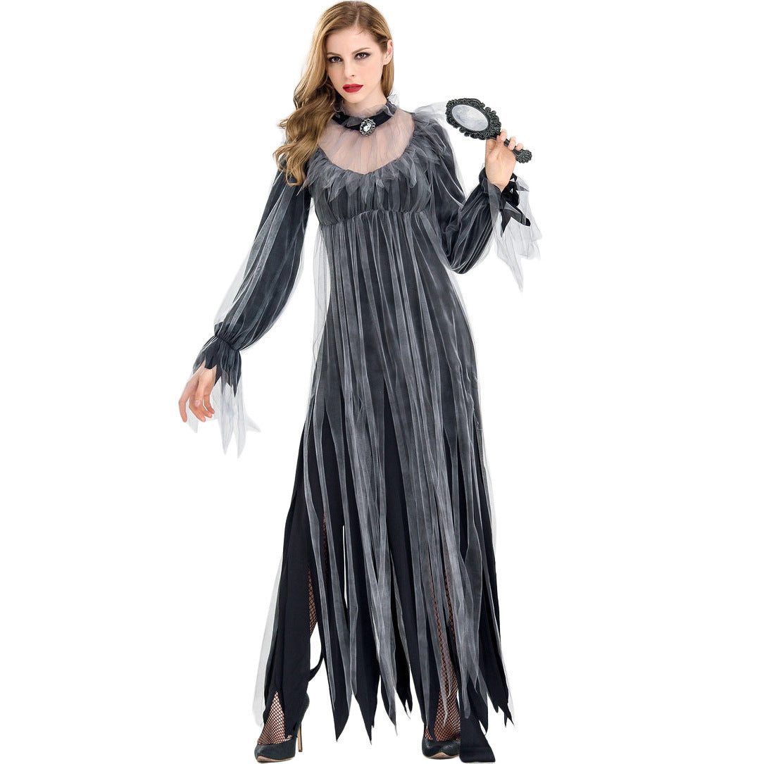 Ghost Bride Tattered Tulle Halloween Costume - MCROONS side view