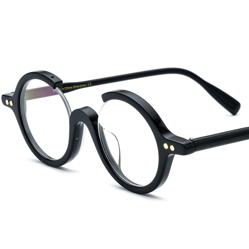 Retro Vintage Acetate Optical Glasses Frame - Black - MCROONS