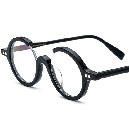 Retro Vintage Acetate Optical Glasses Frame - Black - MCROONS