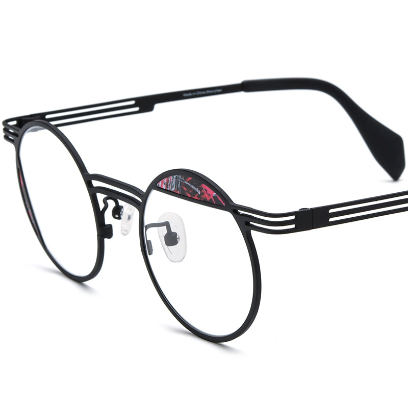 Ultralight Titanium Round Optical Glasses - Red Black - MCROONS