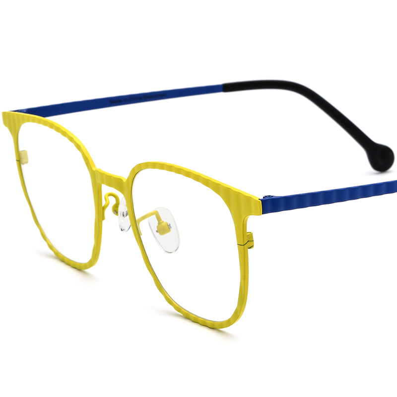 Colourful Titanium Square Optical Glasses Frame Retro - Yellow - MCROONS