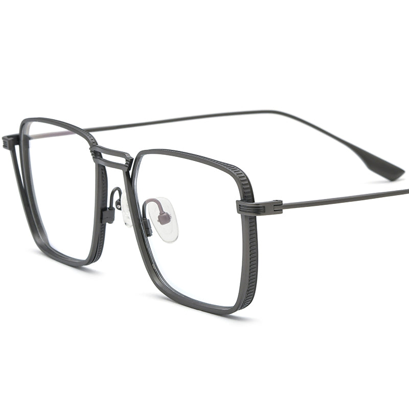 Japanese-Style Lightweight Titanium Square Optical Glasses Frame - Gray - MCROONS