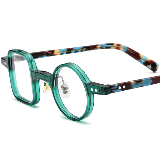 Vintage Asymmetric Acetate Optical Glasses Frame - Transparent Green - MCROONS