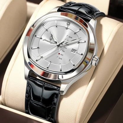 Poedagar 623 Men's Luxury Quartz Watch – Leather Strap, Waterproof, Luminous, Date