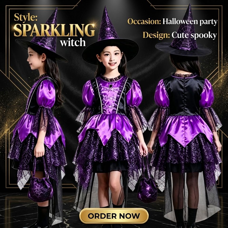 Purple Witch Dress with Accessories
