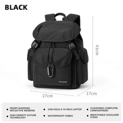 MOYYI Large Capacity 14 Inch Laptop Backpack for Men Outdoor Reflective Webbing School Bags Travel Backpack with Trolley Sleeve