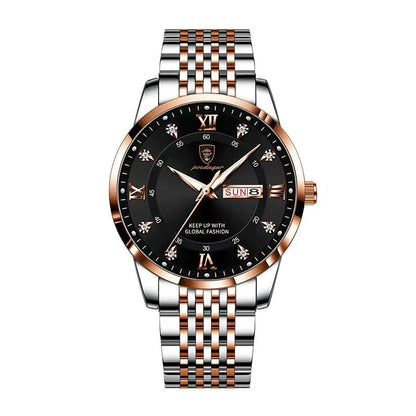 Poedagar 836 Men's Luxury Quartz Watch – Stainless Steel Band, Waterproof, Luminous, Date