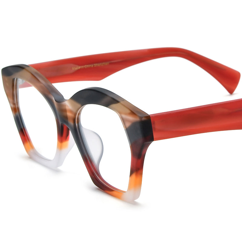 Oversized Vintage Matte Acetate Cat Eye Optical Glasses Frame - Leopard - MCROONS