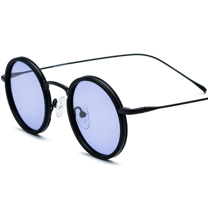 Retro Round Titanium Sunglasses - Black - MCROONS