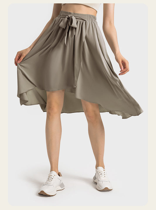 Asymmetric waist-belt midi skirt - MCROONS