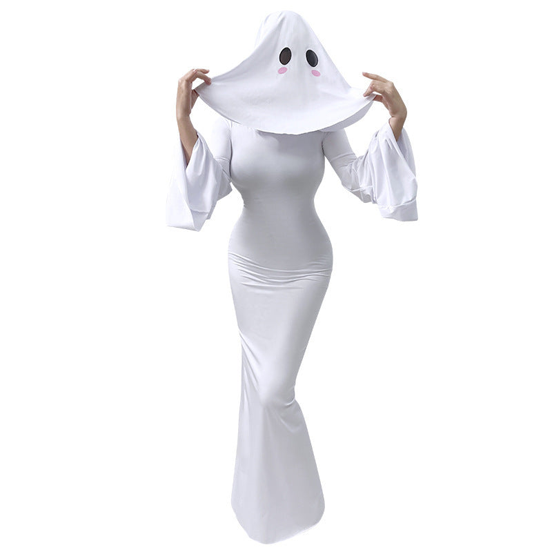 Cute Ghost Cosplay Backless Maxi Dress detail