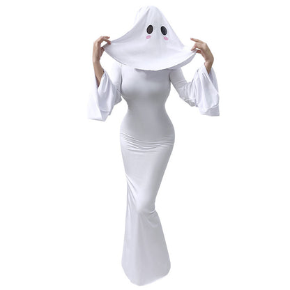 Cute Ghost Cosplay Backless Maxi Dress detail