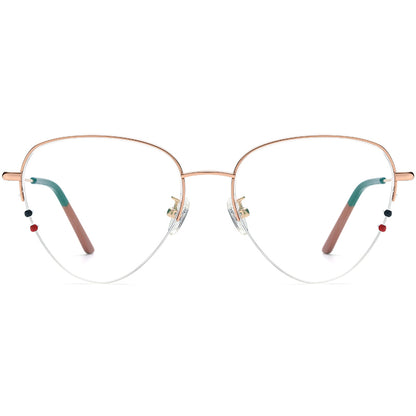 Oversized Cat Eye Titanium Optical Glasses Frame - MCROONS - Rose Gold front view