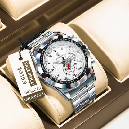 Poedagar 1801 Men's Luxury Quartz Watch – Stainless Steel Band, Waterproof, Luminous, Date
