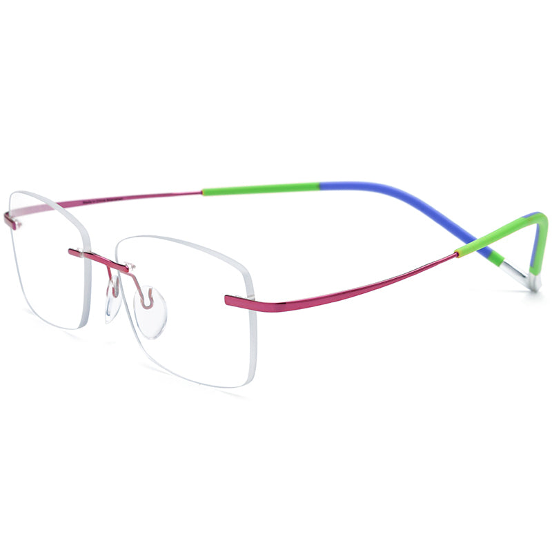 New Brand Design Titanium Frameless Square Optical Glasses - Pink - MCROONS