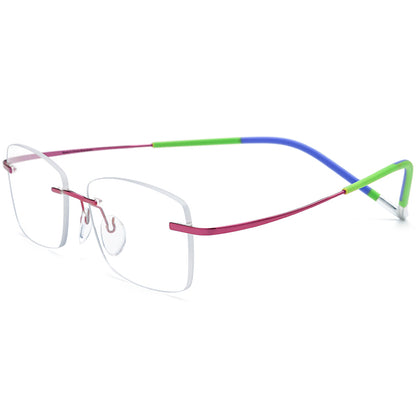 New Brand Design Titanium Frameless Square Optical Glasses - Pink - MCROONS