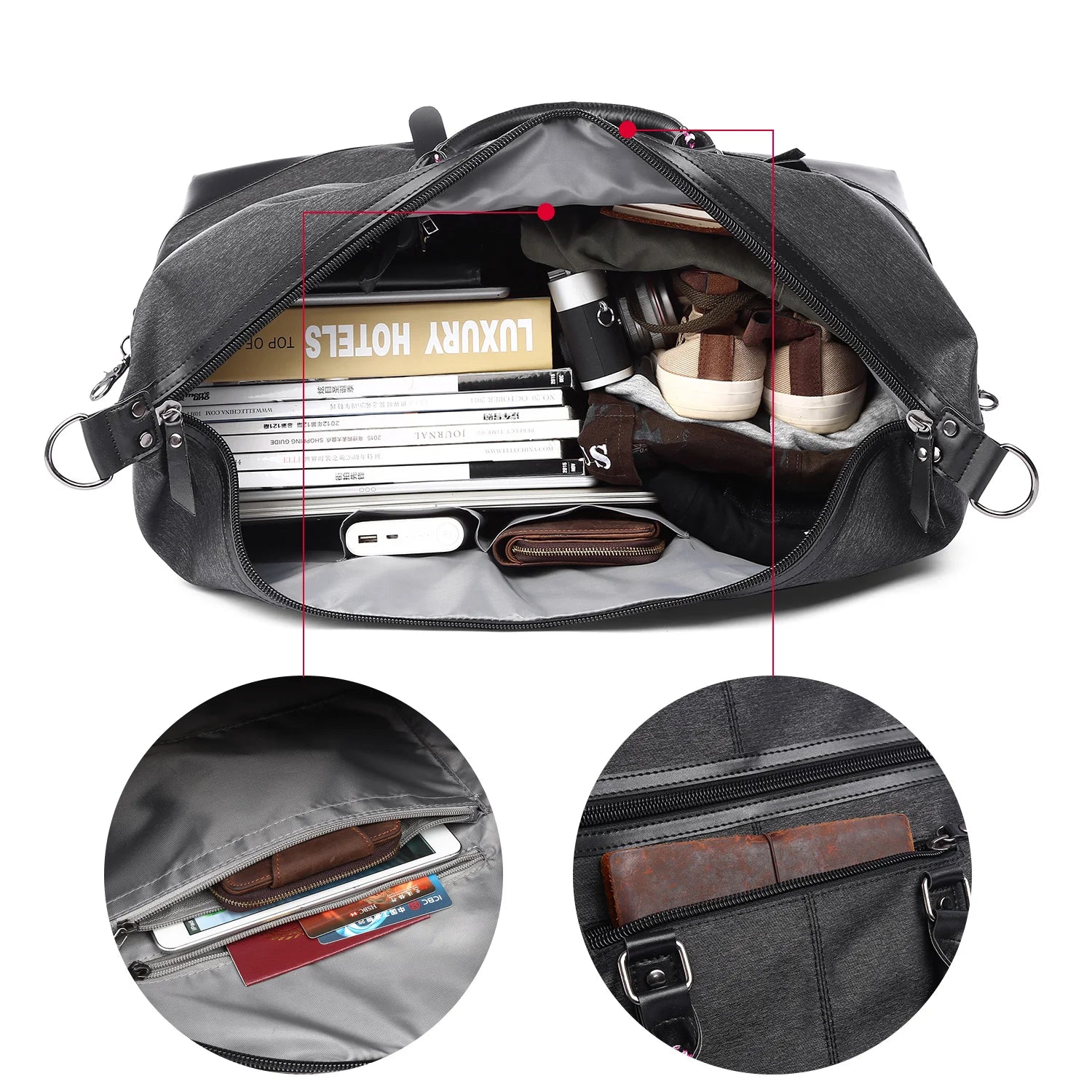Luxury Large Capacity Travel Bags for Men'S Weekender Duffle Bags