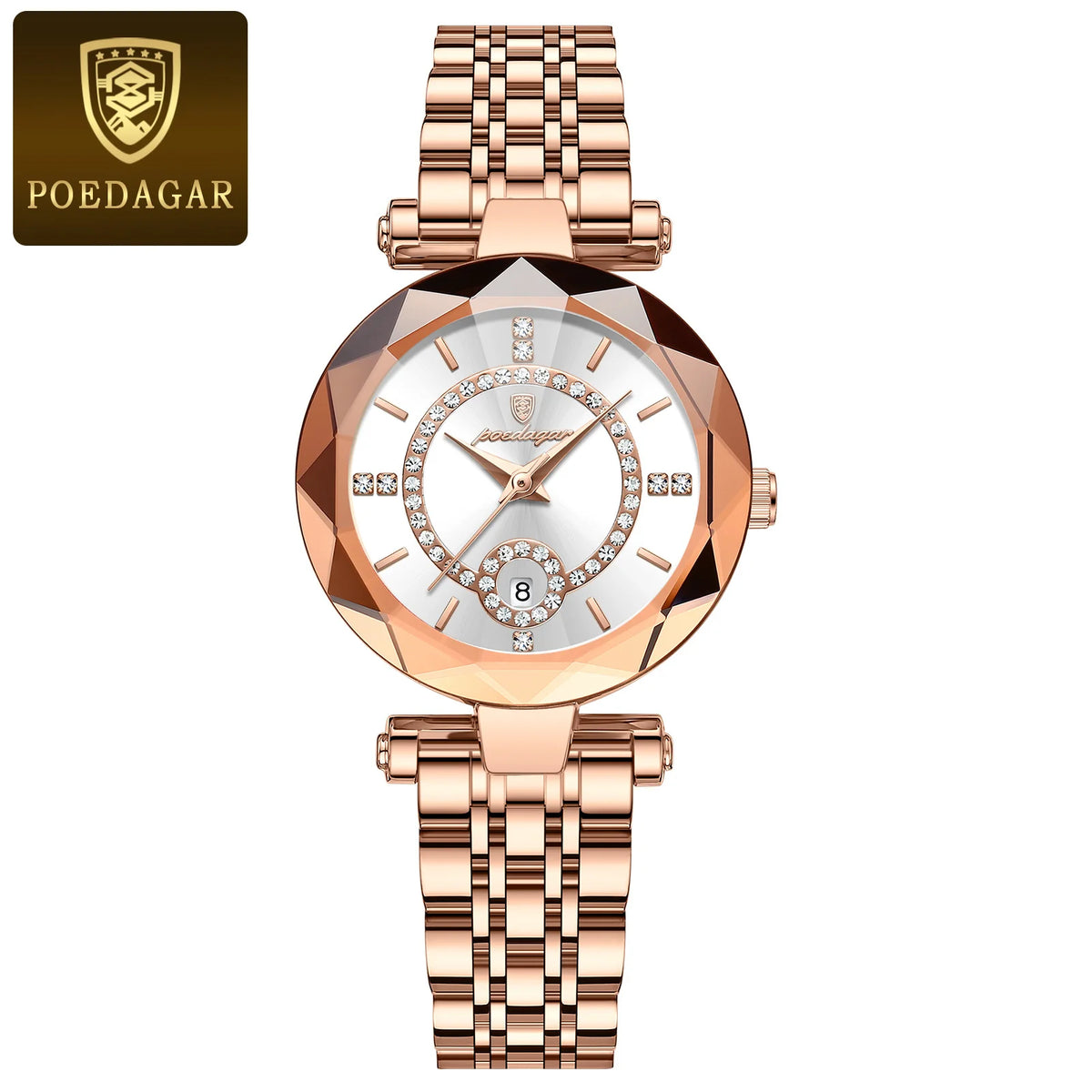 Poedagar 726 Women's Luxury Quartz Watch – Stainless Steel Band, Waterproof, Luminous, Date