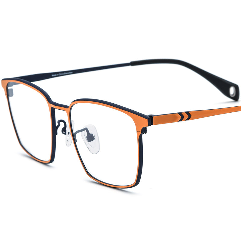 Colourful Titanium Square Optical Glasses Frame - Blue Orange - MCROONS