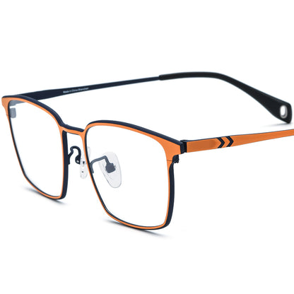 Colourful Titanium Square Optical Glasses Frame - Blue Orange - MCROONS
