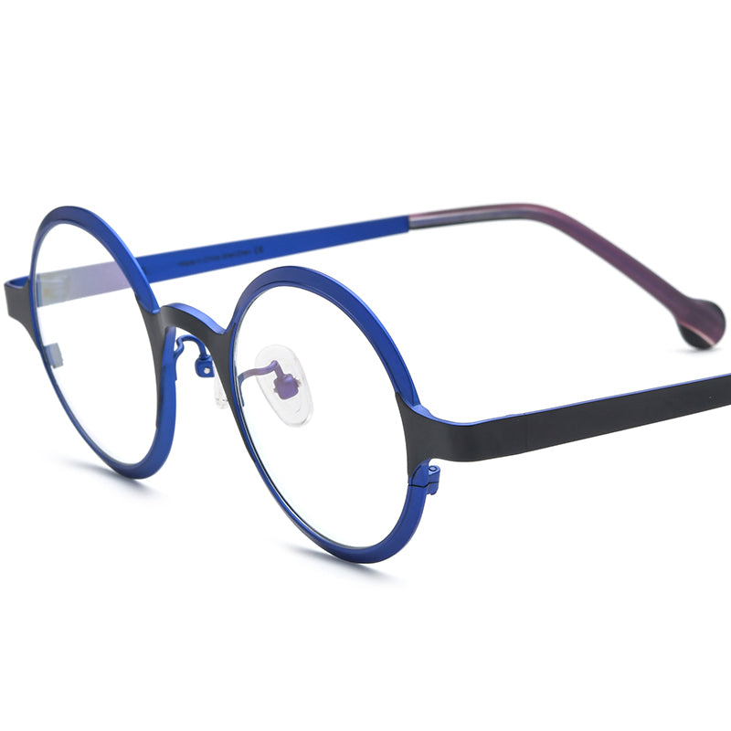 Colourful Titanium Round Optical Frame - MCROONS - Matte Black