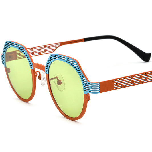 Colourful Titanium Cat Eye Polarised Sunglasses Vintage - Blue Orange - MCROONS