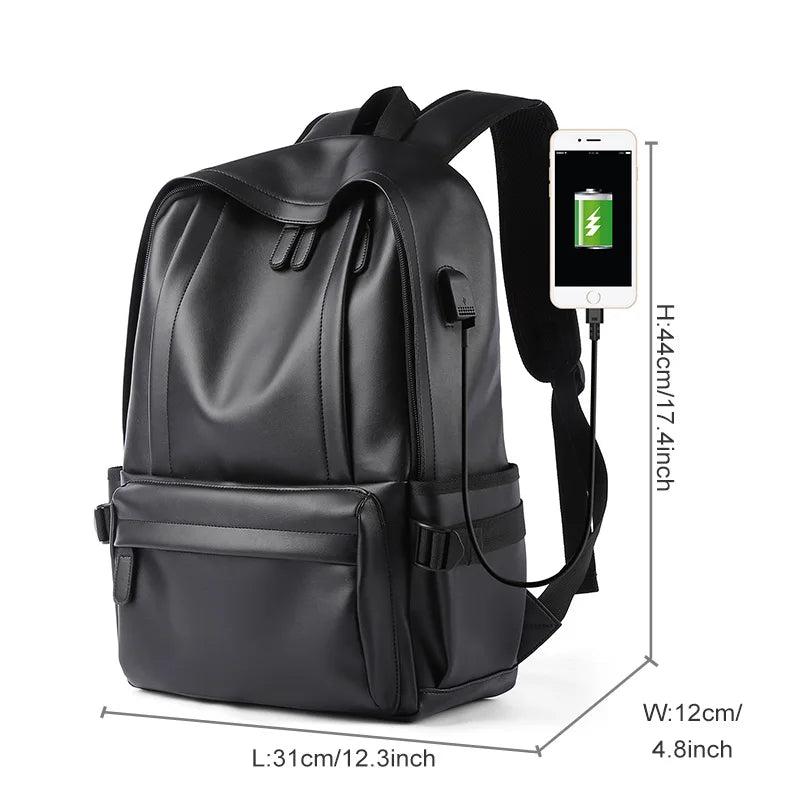 Wholesale PU Laptop Backpack Bags for Men Business Travel PU Leather Men'S Backpack