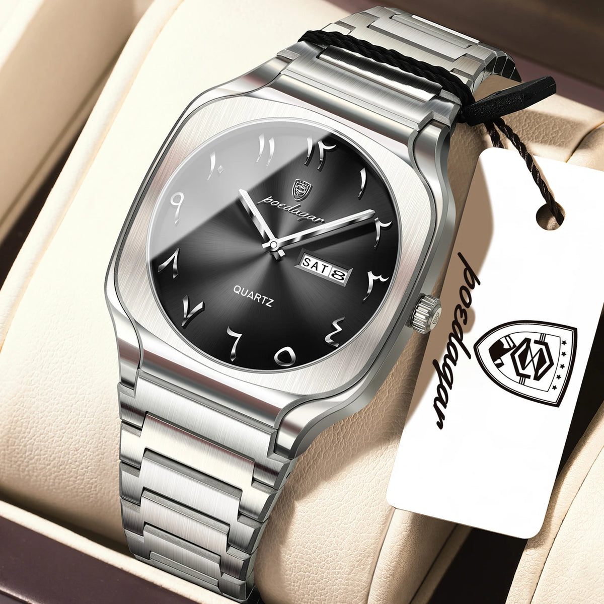 Poedagar 616 Men's Luxury Quartz Watch – Stainless Steel Band, Waterproof, Luminous, Date