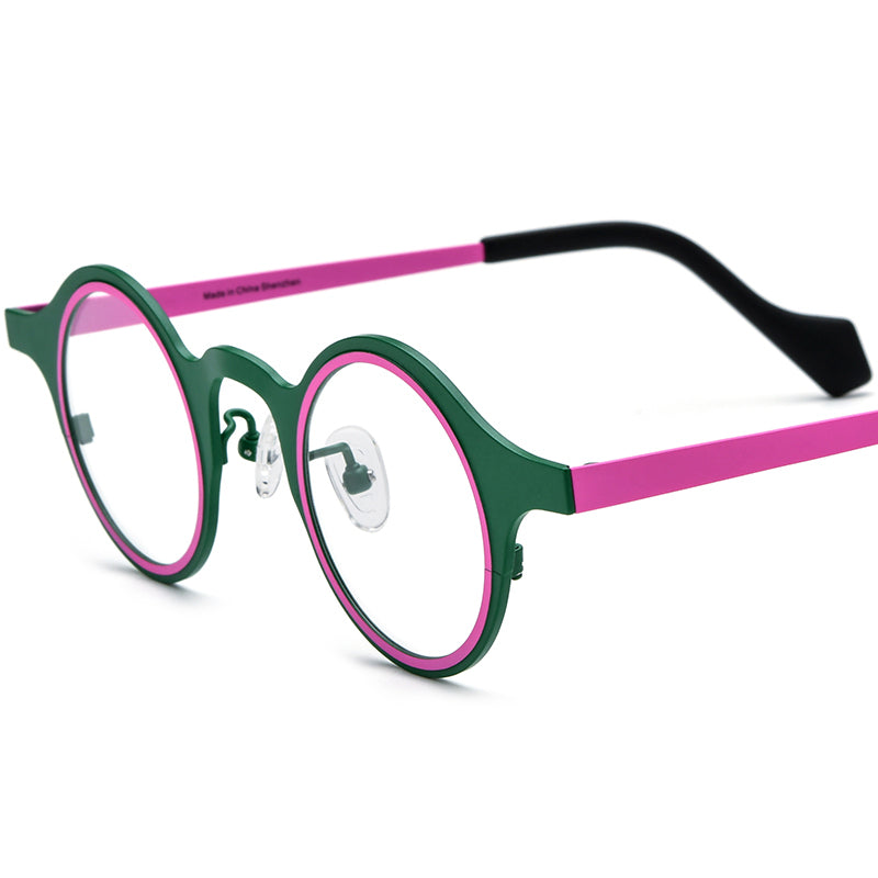 Colourful Titanium Round Optical Glasses Frame Vintage - Matte Green - MCROONS