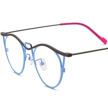 Vintage Titanium Cat Eye Optical Glasses - Black Blue - MCROONS
