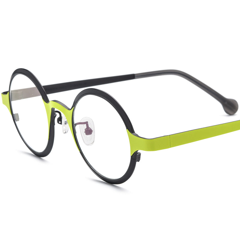 Colourful Titanium Round Optical Frame - MCROONS - Matte Green