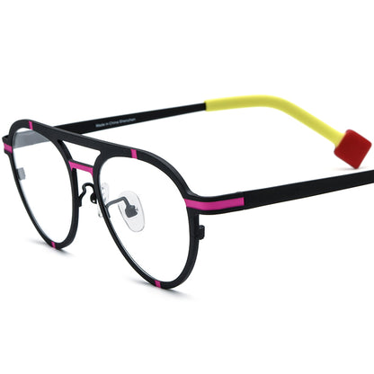 Colourful Titanium Pilot Optical Glasses - Matte Pink Black - MCROONS