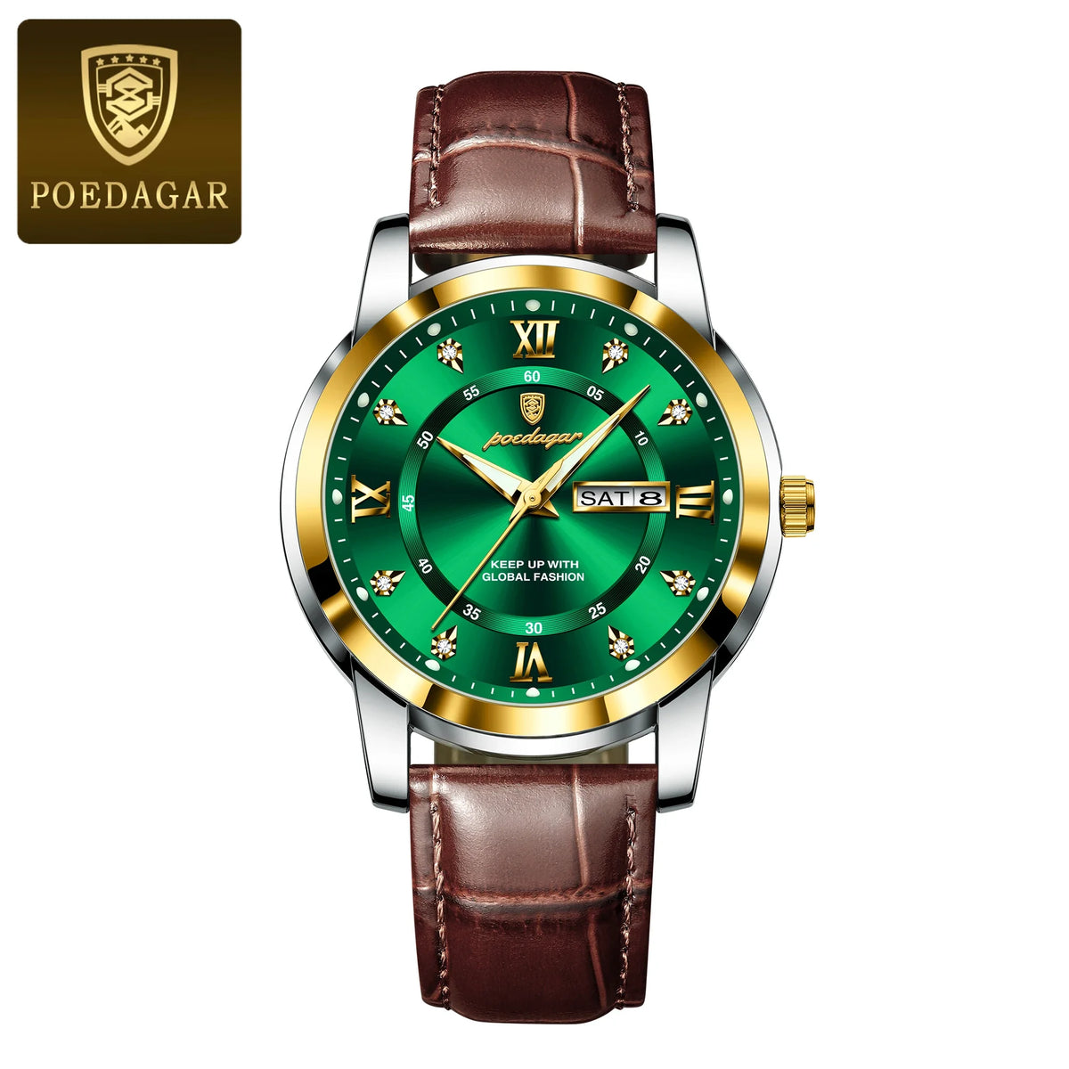 Poedagar 936 Men's Luxury Quartz Watch – Stainless Steel Band, Waterproof, Luminous, Date