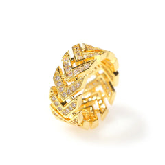 Trendy Luxury Women's Engagement Wedding Rings 3A Cubic Zirconia Full Iced Silver Arrow Gold Plated Inlay Hip Hop Style Parties
