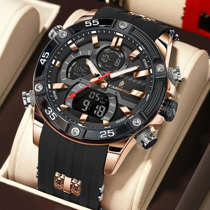 Poedagar C105 Men's Luxury Chronograph Quartz Watch – Silicone Strap, Waterproof, Luminous, Date
