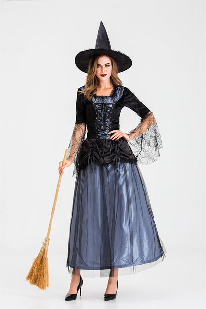 Vintage Sorceress Witch Hat & Dress detail