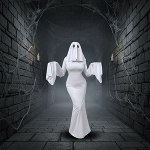 Cute Ghost Cosplay Backless Maxi Dress Halloween Costume