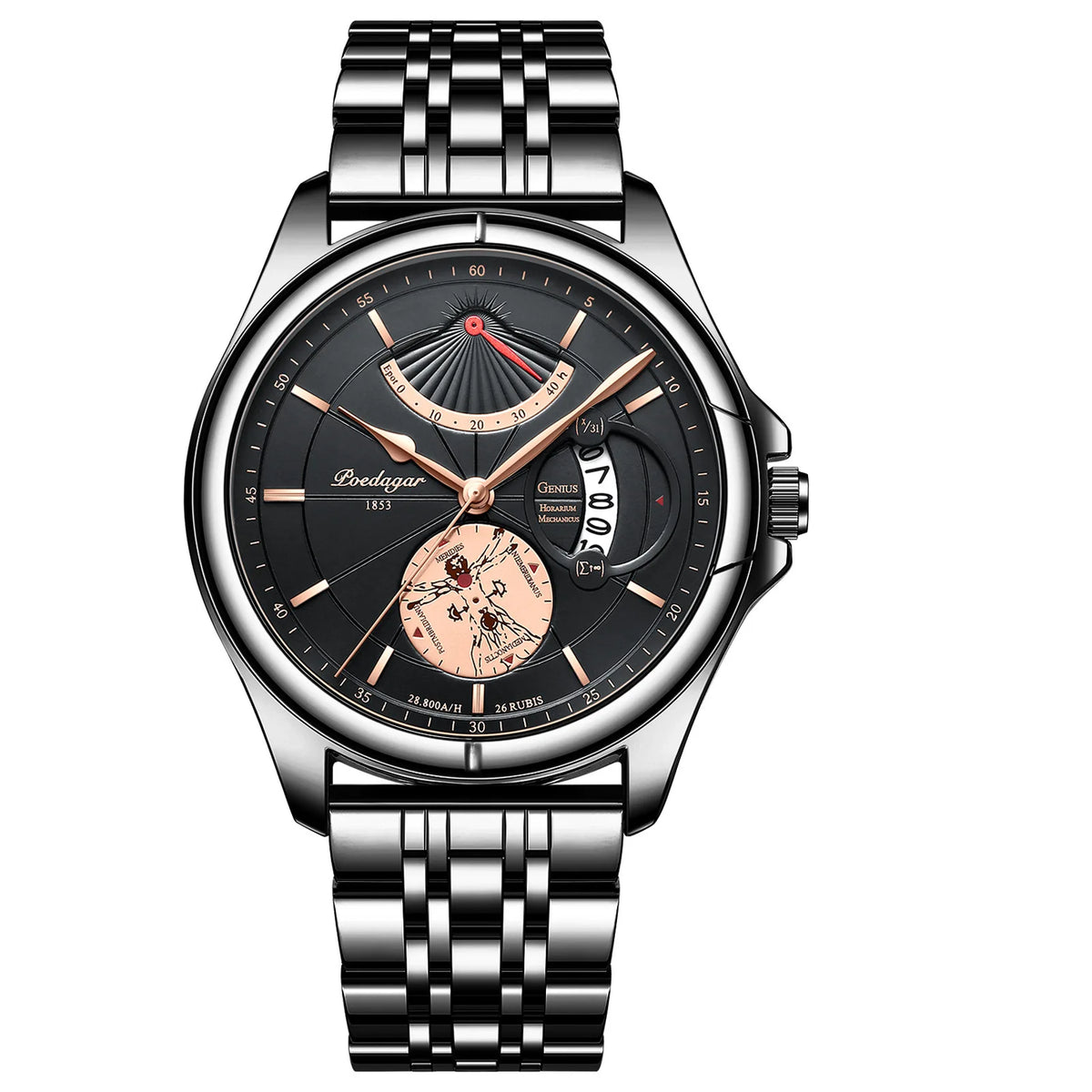 Poedagar 802 Men's Luxury Quartz Watch – Leather Strap, Waterproof, Date