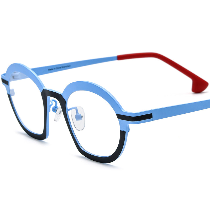 Matte Titanium Cat Eye Optical Glasses Frame - Matte Black Blue - MCROONS