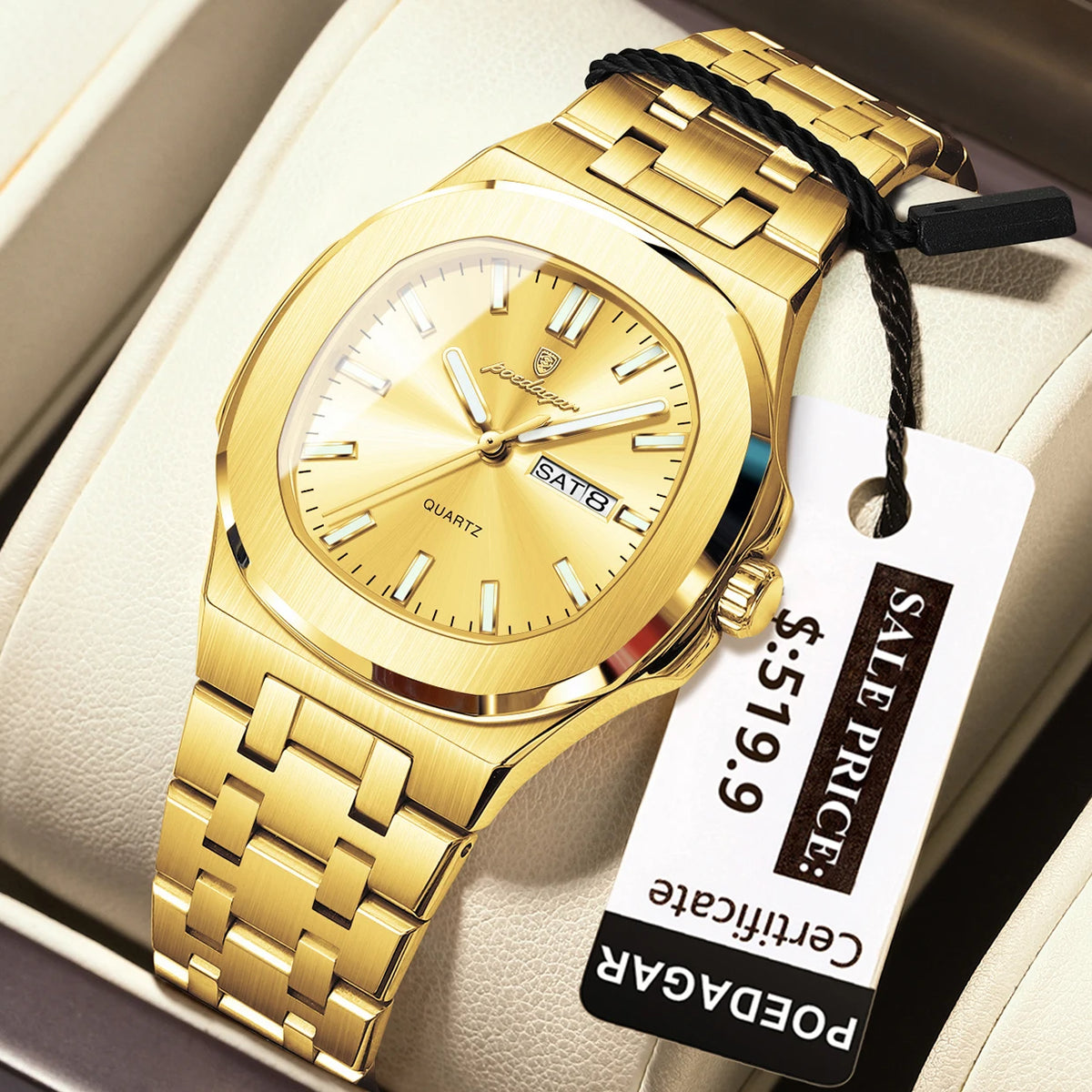 Poedagar 792 Women's Luxury Quartz Watch – Stainless Steel Band, Waterproof, Luminous, Date