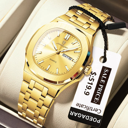 Poedagar 792 Women's Luxury Quartz Watch – Stainless Steel Band, Waterproof, Luminous, Date