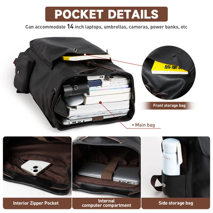MOYYI PU Leather Bags for Men Waterproof Mochilas Men PU Leather Laptop Backpack