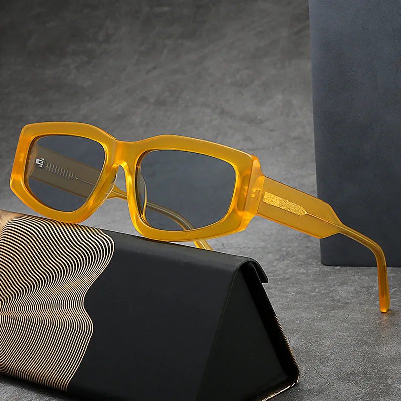 MCROONS Round Geometric Acetate Glasses — Anti-Radiation, Unisex