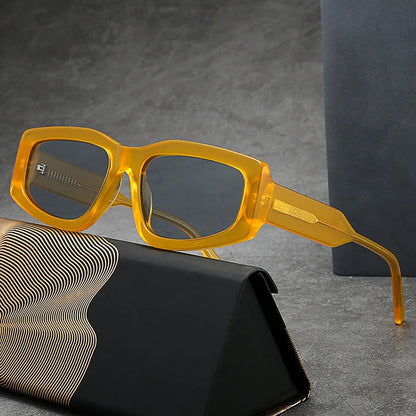MCROONS Round Geometric Acetate Glasses — Anti-Radiation, Unisex