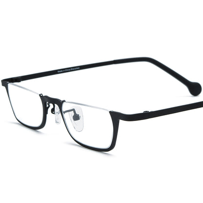 Small Square Semi-Rimless Titanium Optical Glasses - Black - MCROONS