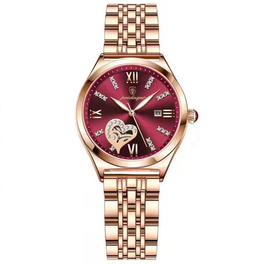 Poedagar 320 Women's Luxury Quartz Watch – Stainless Steel Band, Waterproof, Luminous, Date
