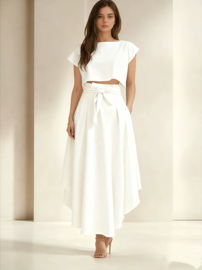 Tie-waist crop top and maxi skirt co-ord set colour - MCROONS